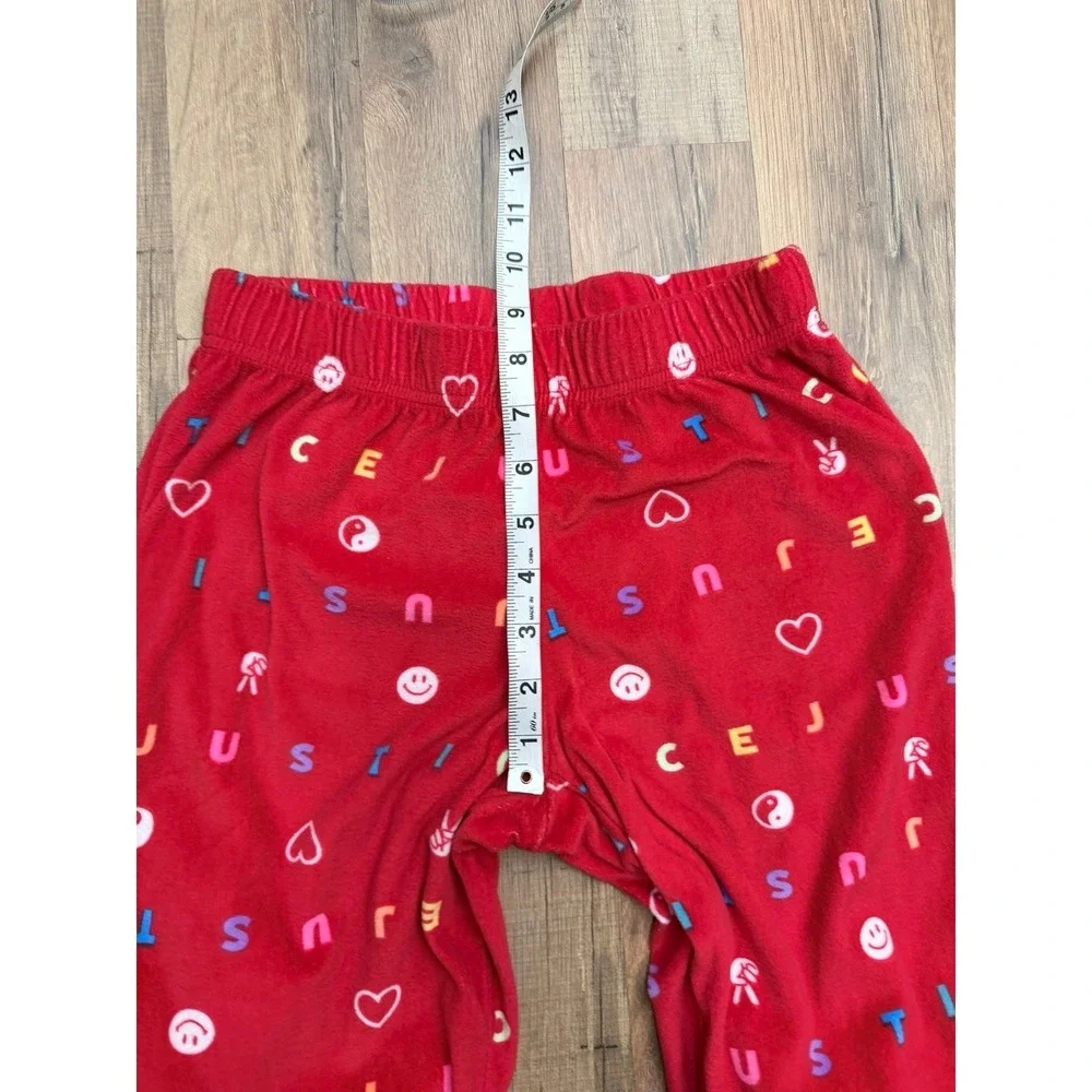 Justice Girls Red Fleece Pajama Set Peace Love Sleep Size M‎ Cozy